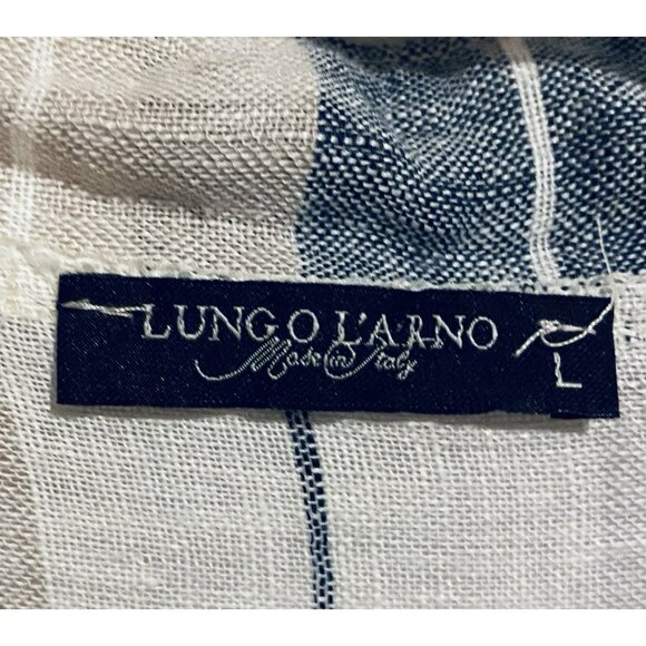 Lungo Larno Top Womens Large Striped Flutter Sleeve Linen Button Up Beachy - Picture 5 of 8